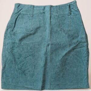 Vintage 90s EXPRESS Green Leather Mini Skirt Hunter Green 9/10 NWT